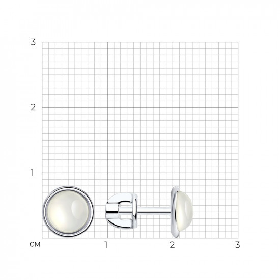 Серьги-пусеты из серебра с лунными камнями
