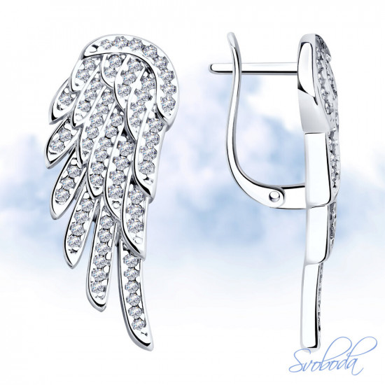 Серьги из серебра c фианитами