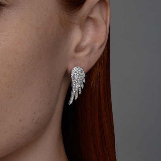 Серьги из серебра c фианитами