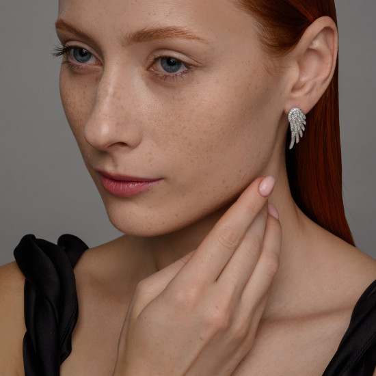 Серьги из серебра c фианитами