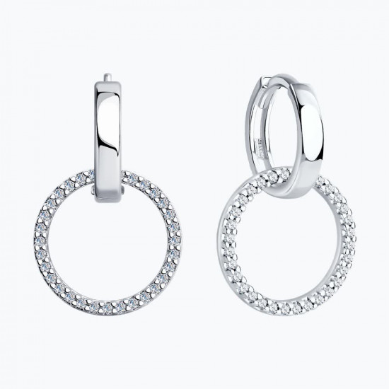 Серьги из серебра с фианитами