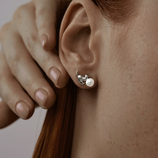 Серьги из серебра с жемчугом