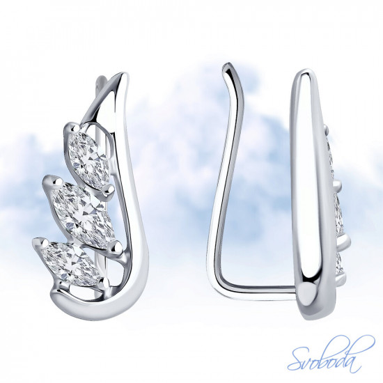 Серьги из серебра с фианитами