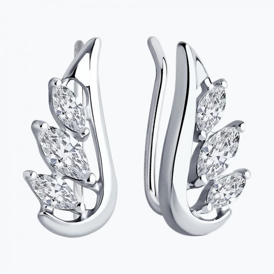 Серьги из серебра с фианитами