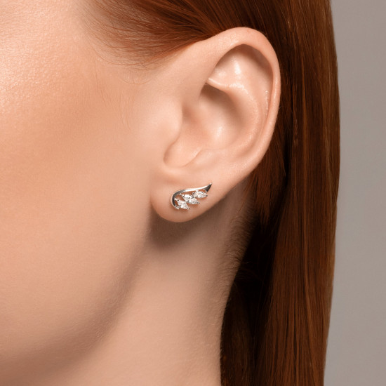 Серьги из серебра с фианитами