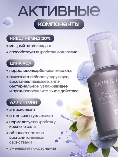 Cыворотка для лица восстанавливающая с ниацинамидом 20% «Niacinamide Recovery Serum»