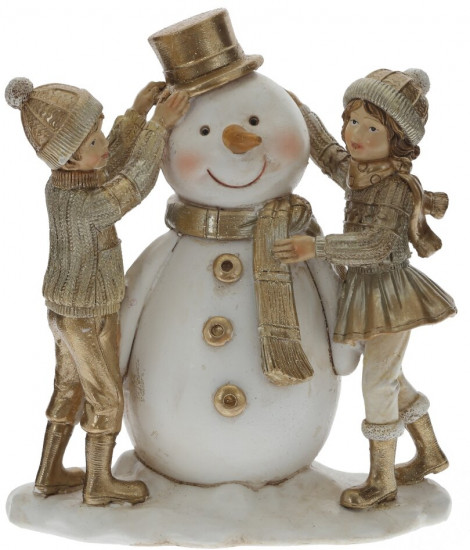 Фигурка декоративная «Снеговик и дети»