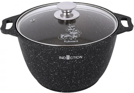 Кастрюля с крышкой «Тёмный мрамор»