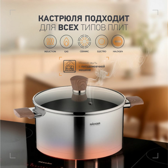 Кастрюля со стеклянной крышкой «Ludva»