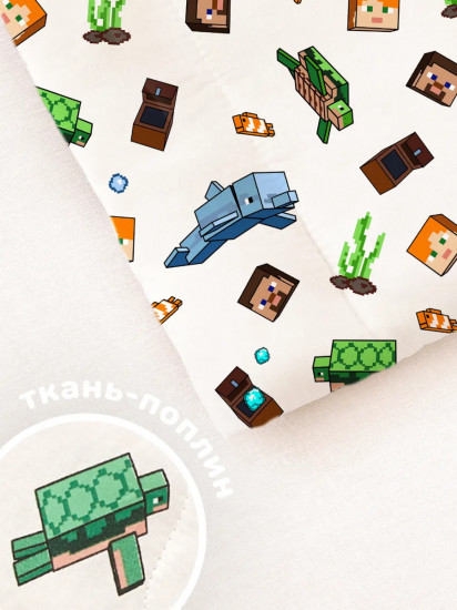 Подушка плоская для новорожденных «Подводный майнкрафт»