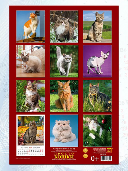 Календарь настенный на 2026 год «Просто кошки»