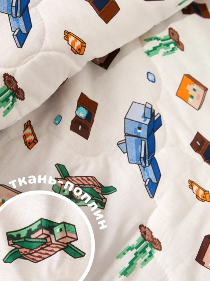 Комплект детский из одеяла и подушки «Подводный майнкрафт»