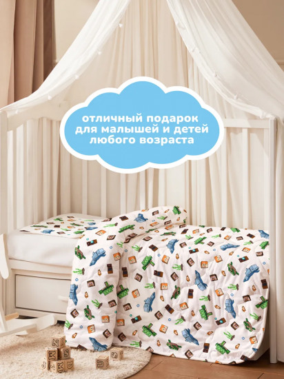 Комплект детский из одеяла и подушки «Подводный майнкрафт»