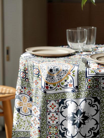 Скатерть на стол круглая «Азулежу»