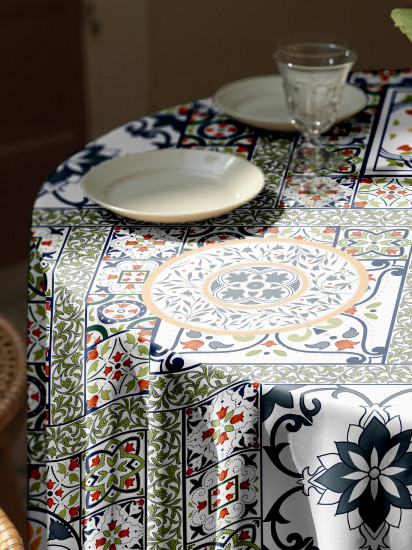 Скатерть на стол круглая «Азулежу»
