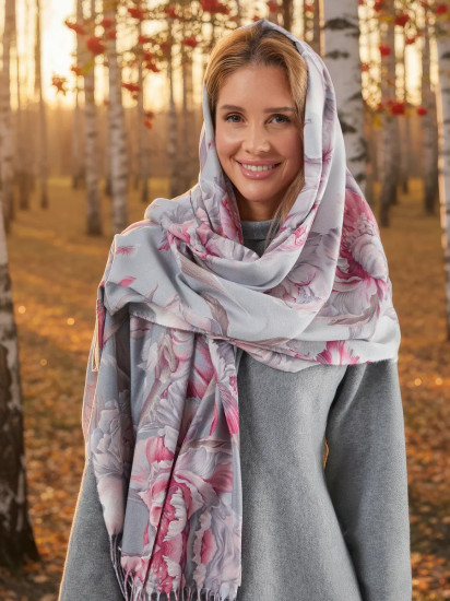 Палантин женский «Розовые пионы»