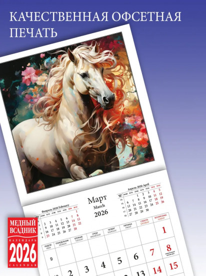 Календарь настенный на 2026 год «Год Лошади»