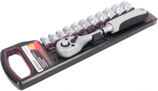 Набор головок торцевых с трещоточной рукояткой 1/4