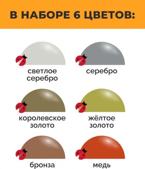 Набор акриловых красок, металлик