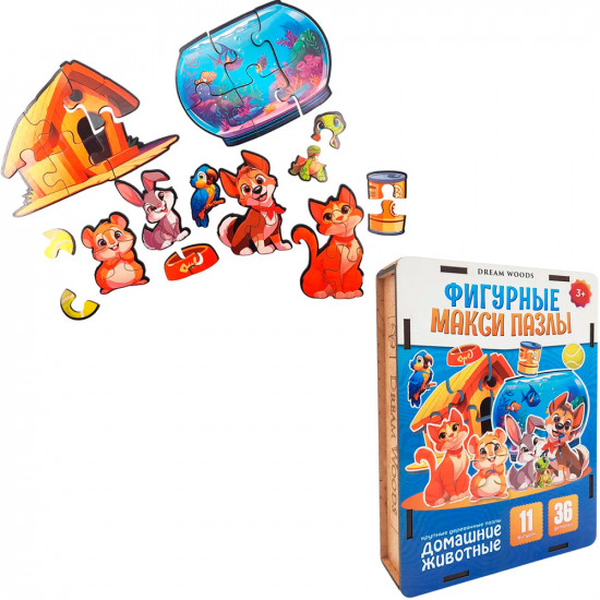 Пазл деревянный 11 в 1 «Домашние животные»