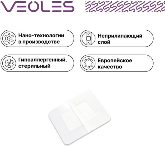 Пластырь-повязка послеоперационная стерильная водонепроницаемая с абсорбирующей подушечкой