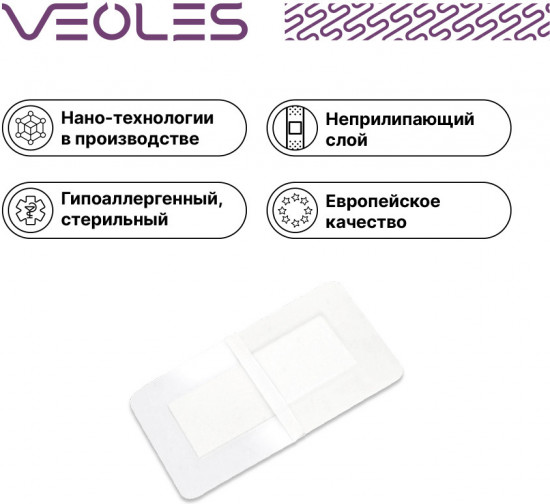 Пластырь-повязка послеоперационная стерильная водонепроницаемая с абсорбирующей подушечкой