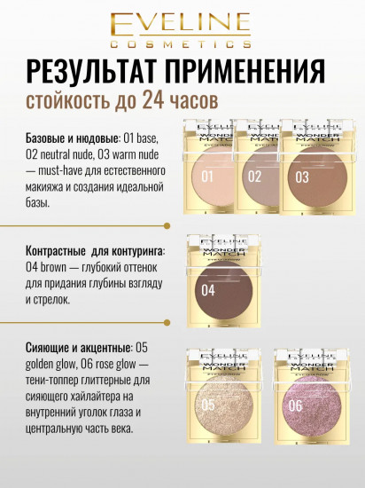 Тени для век матовые с высокой пигментацией, оттенок 01 Base