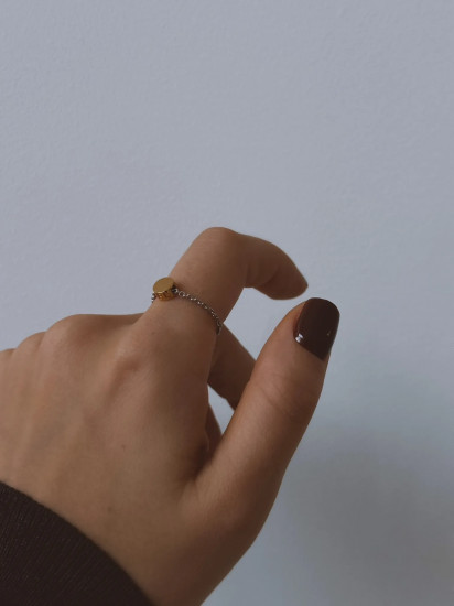 Кольцо-цепочка из серебра с позолотой