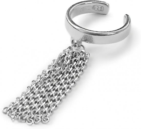 Серьга-кафф из серебра «Кисть»