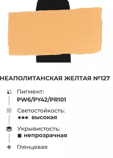 Краска акриловая «Matisso», 127 неополитанская желтая
