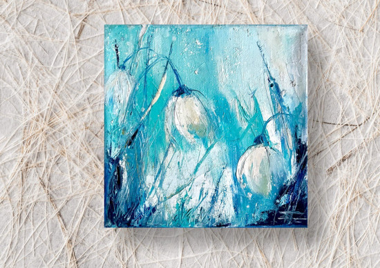 Картина маслом миниатюрная «Ice bloom»