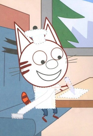 Три кота. Дом на колёсах. Аппликация-раскраска