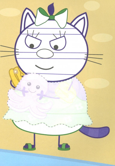 Три кота. Осьминожка. Аппликация-раскраска