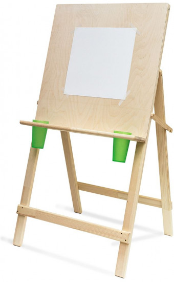 Мольберт для рисования детский напольный с дополнительной полкой и стаканами «Хлопушка»