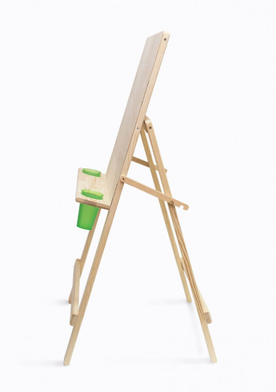 Мольберт для рисования детский напольный с дополнительной полкой и стаканами «Хлопушка»
