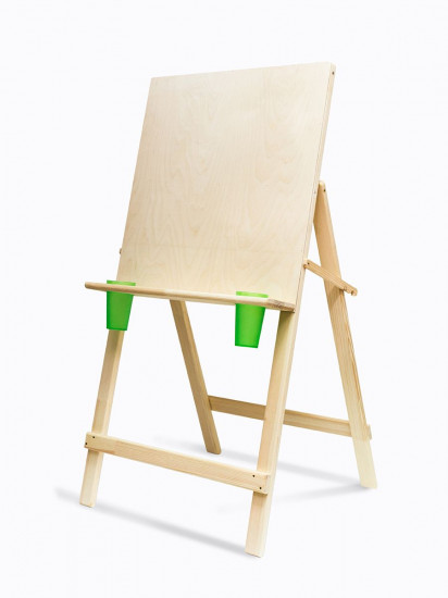 Мольберт для рисования детский напольный с дополнительной полкой и стаканами «Хлопушка»