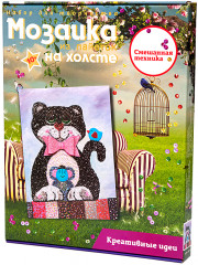 Мозаика из пайеток на холсте «Кошки-мышки» - Фото 1