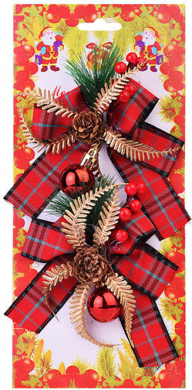 Набор новогодних украшений «Бантики с шишками»