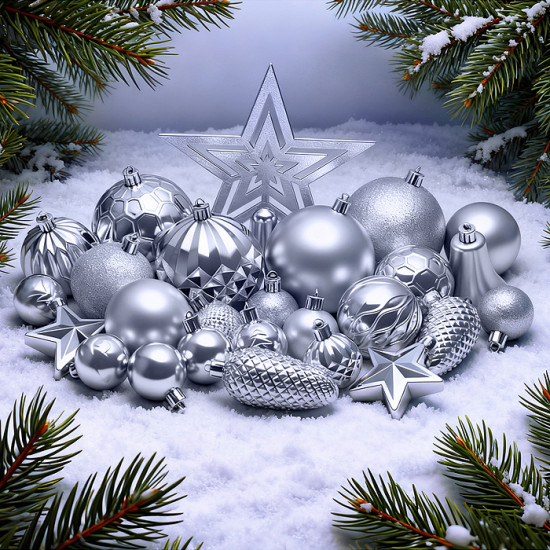 Набор новогодних украшений «Серебряный иней»