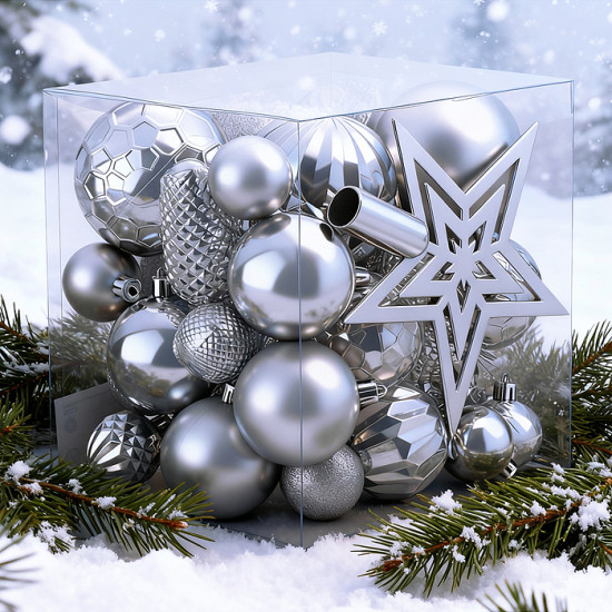 Набор новогодних украшений «Серебряный иней»