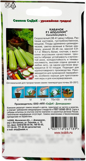 Семена кабачков «Аполлон F1»