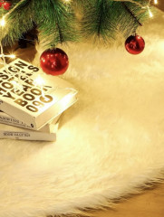 Меховой коврик-юбка под елку на липучке - Фото 5