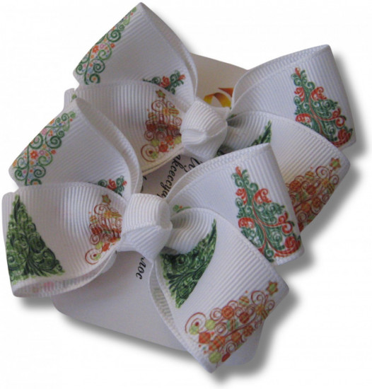 Набор бантиков для волос ручной работы на мини-резиночках «Winter bows»