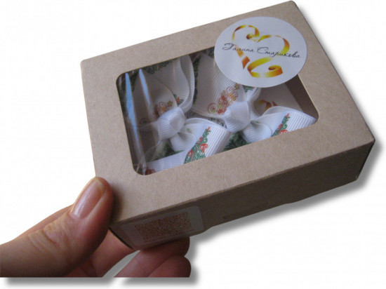 Набор бантиков для волос ручной работы на мини-резиночках «Winter bows»