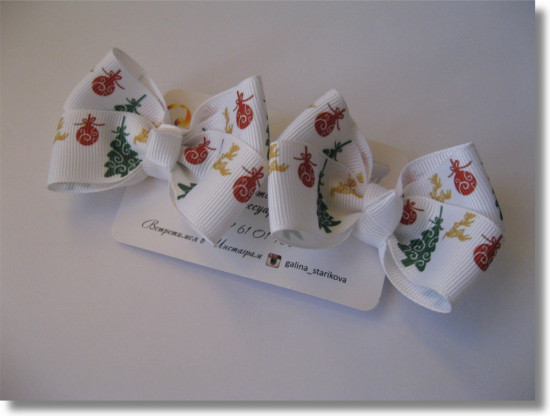 Набор бантиков для волос ручной работы на зажимах «Winter bows»