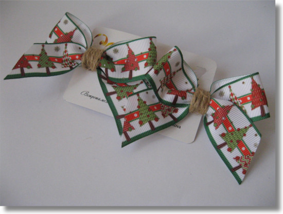 Набор бантиков для волос ручной работы на зажимах «Winter bows»