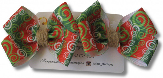 Набор бантиков для волос ручной работы на зажимах «Winter bows»