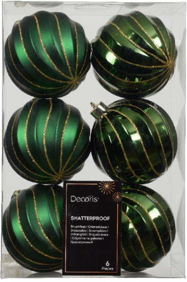 Набор шаров ёлочных с золотистыми линиями