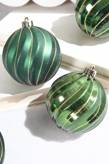 Набор шаров ёлочных с золотистыми линиями