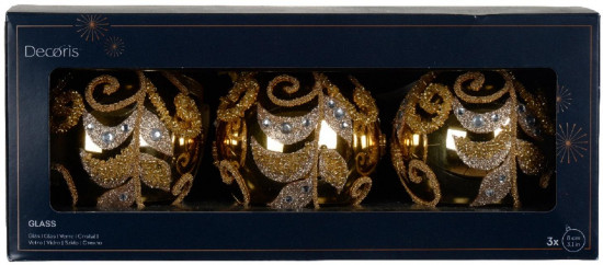 Набор шаров ёлочных с завитками и стразами